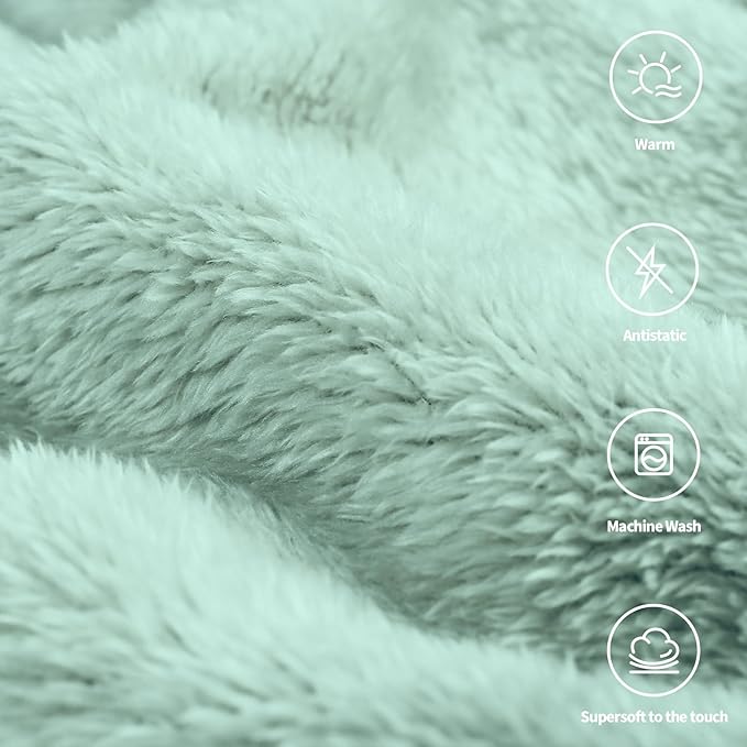Plush Fleece Throw Blanket for Couch and Bed, Fluffy Fuzzy Cozy Queen-Size Soft Blankets All Season Use (60x80 Inches,Aqua)