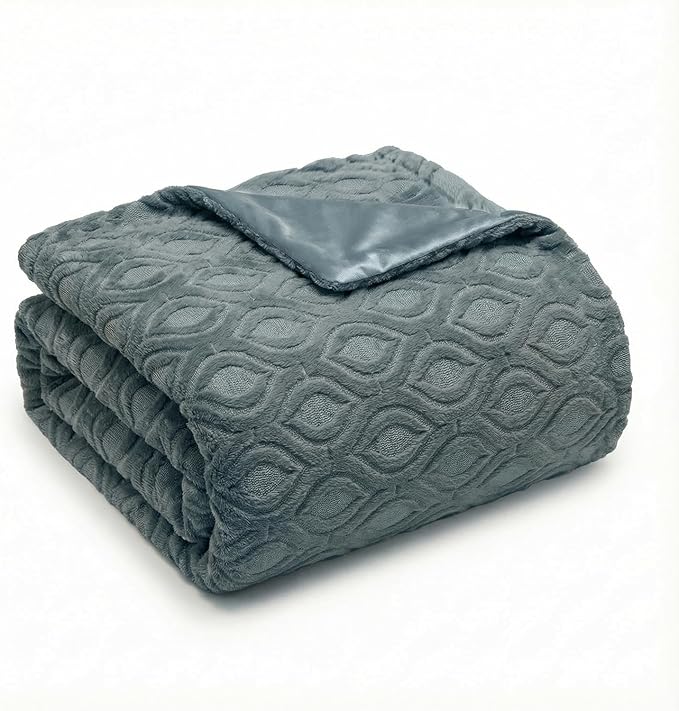 Horaldaily Solid Blanket Throw, Grey Accent Farmhouse Neutral Square Euro Soft Fuzzy Plush Faux Fur Cozy Blankets for Couch Sofa Bed Lounging, Ideal Gifts for Kids Adults Wife Self, 50x60