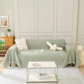 HANDONTIME Sage Green Sofa Cover, Soft Chenille Couch Slipcover with Tassels, Washable Sofa Protector for Pets & Kids, Pet Couch Cover Fit 3 Cushion Couch, Loveseat Cover Breathable Durable, 71"x118"