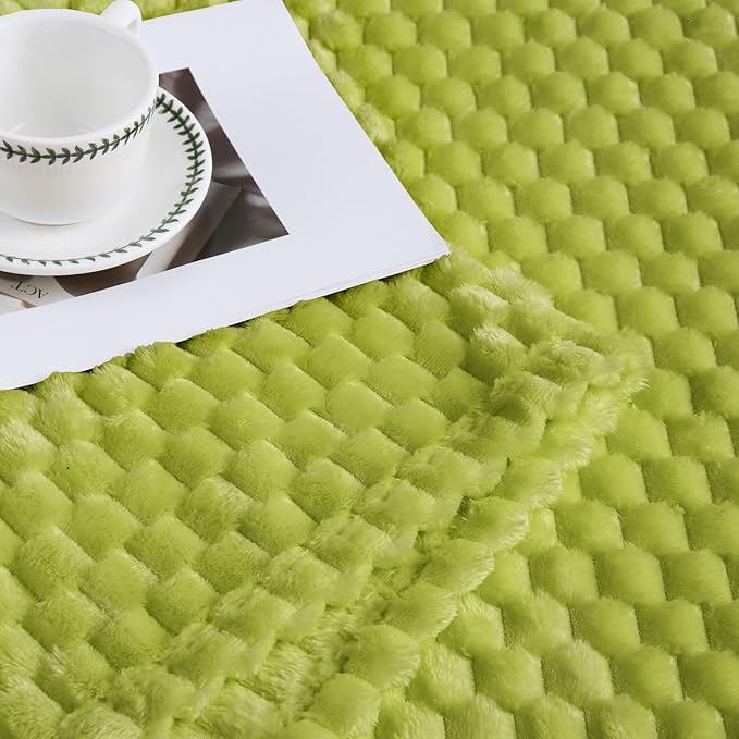 Bnuitland Fruit Green Flannel Throw Blanket (50X70 inches), 300 GSM Fleece Cozy Warm Soft Home Decor Lightweight Bed Sofa Blanket for Adults, Suitable for All Seasons.