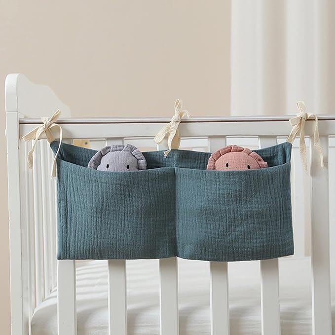 Bedside Organizer Bag Crib Hanging Bags Multipurpose Headboard Diaper Bag Portable High Chair Hanging Bag, Bear