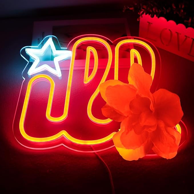 Pugna Baseball Merch Neon Signs for Wall Decor Sports Team Neon Lights for Bedroom Led Business Signs Suitable for Man Cave Bar Pub Restaurant Christmas Gift Art