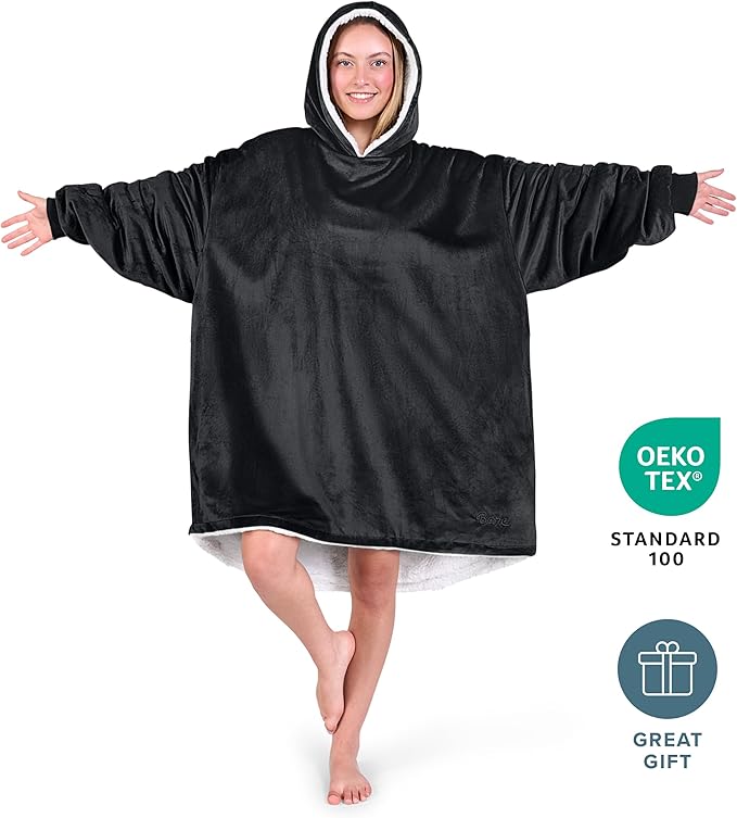 Bare Home Wearable Blanket Hoodie - Soft Plush Sherpa - Warm and Cozy - Oversized Wearable Blanket - Adult & Kid Sizes