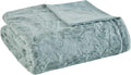 Madison Park Zuri Soft Plush Luxury Oversized Faux Fur Throw Animal Stripes Design, Faux Mink On The Reverse, Modern All Seasons Blanket for Bed, Sofa Couch, Office, Aqua, 60x70