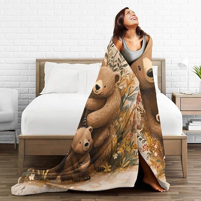 Bear Gifts: Warm Cozy Cute Bears Soft Lightweight Fleece Plush Fuzzy Blanket for Girls Women Kids Adults Bed Decor - 40"X50"