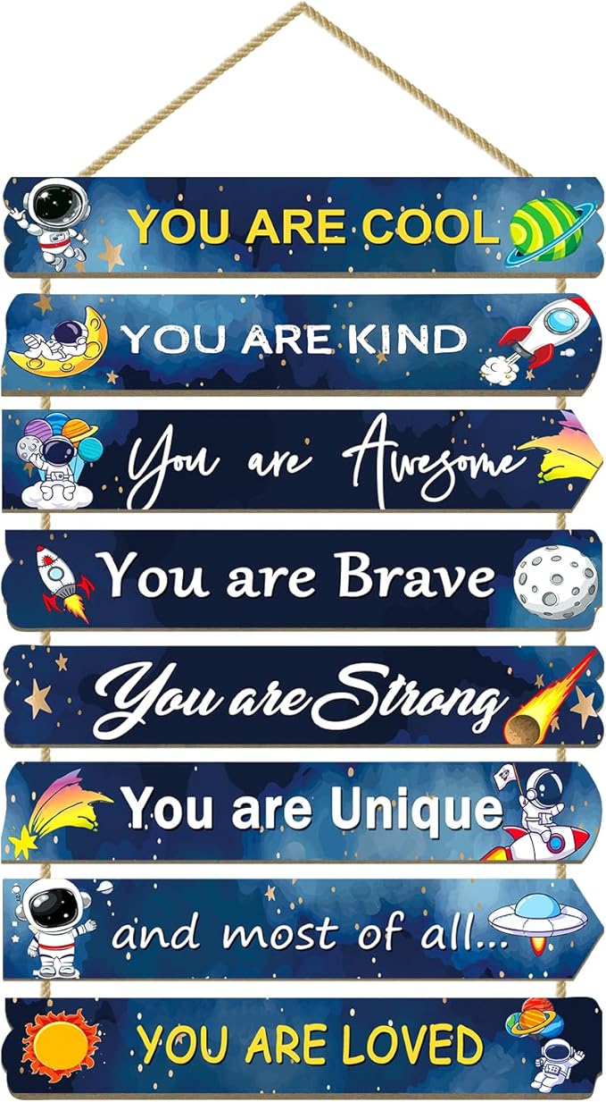 8 PCS Wood Sign Kids Room Decor (Space)