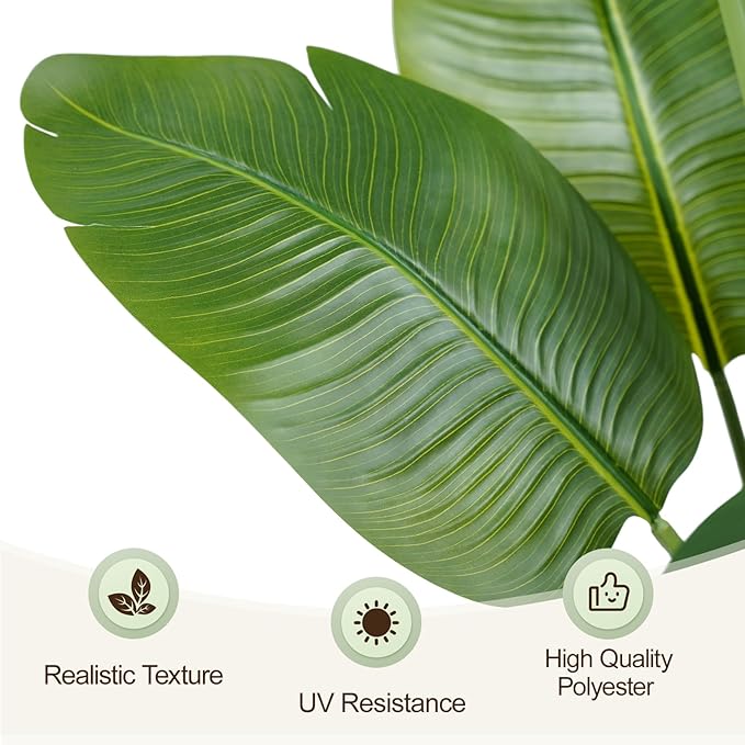 Lifelike Bird of Paradise Artificial Plant 4ft Faux Banana Leaf Tree with 9 Trunks for Home Decor - Perfect Indoor Silk Floor Plant for Living Room, Office, and Bedroom Ambiance Enhancement
