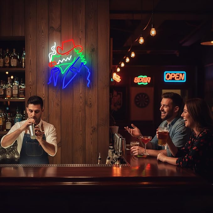 Cowboy Alligator Neon Sign for Wall Decor, Western Dimmable LED Wall Light for Man Cave, Bar, Pub, Game Room, or Garage, Cool Art Gift for Men, 15 x 10.5 Inch