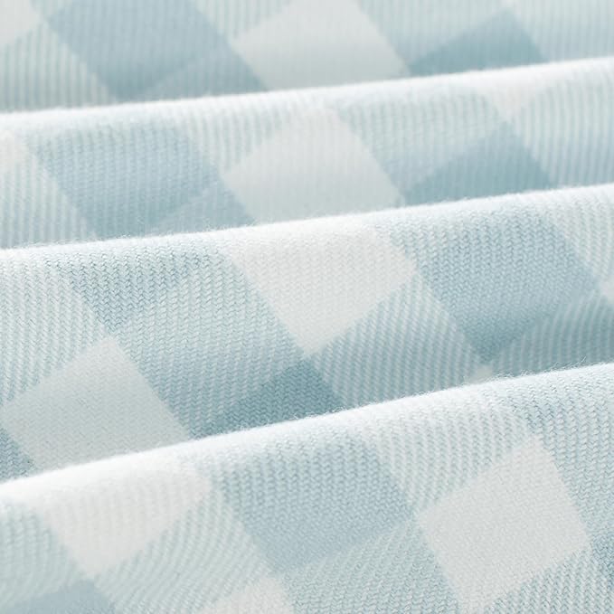 100% Cotton Throw Blanket Plaid Soft Lightweight Cozy Farmhouse Tassels Summer Thin Breathable Throws for Couch Sofa Bed (60" × 80" Blue)