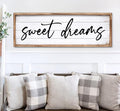 Sweet Dreams Wall Decor Above Bed 42''×15'' Large Bedroom Wall Sign Farmhouse Bedroom Sign Wood Framed Guest Room Decor Master Bedroom Wall Decoration