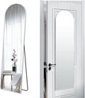 57x16 Door Hanging Full Length Mirror, Floor Stand (Height 5.7ft just Body in1.3ft) / Wall Mounted Metal Frame Arch Dressing Mirrors for Bedroom Living Room 57 inch Silver