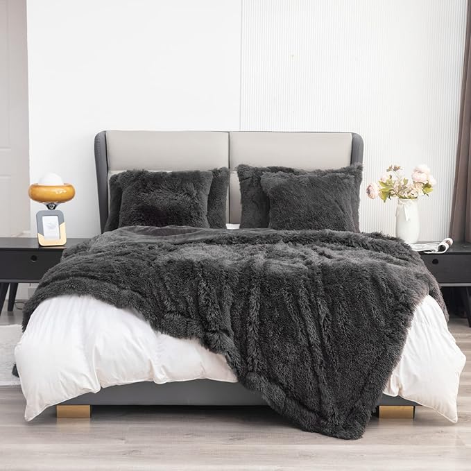 YUSOKI Faux Fur King Blanket(Morel,90" x 104"),Whithout Pillows,Winter Lightweight Plush Fuzzy Soft Cozy Microfiber Comfy Bed Blanket for Women Kids Girls Couch Sofa Washable