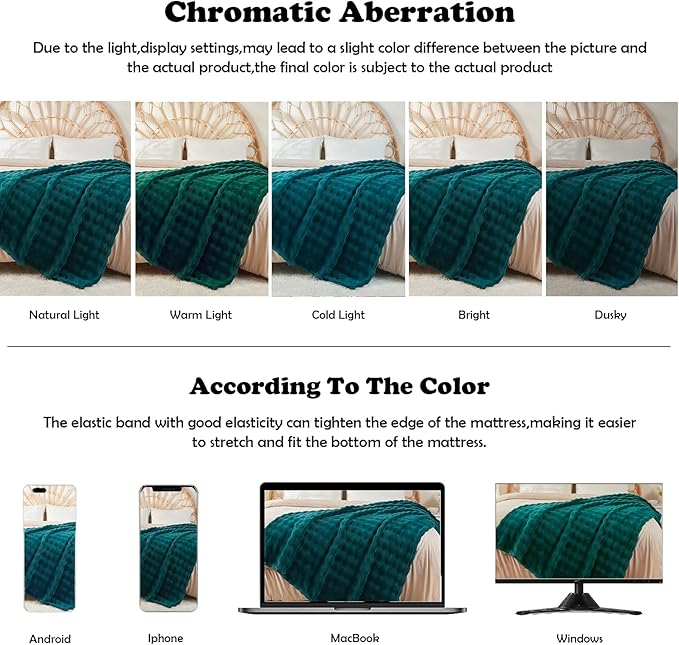 NEWCOSPLAY Throw Blanket for Couch Dark Teal Super Soft Flannel Fleece 3D Bubble Lightweight Bed Blanket All Season Use (Dark Teal, Throw(50"x60"))