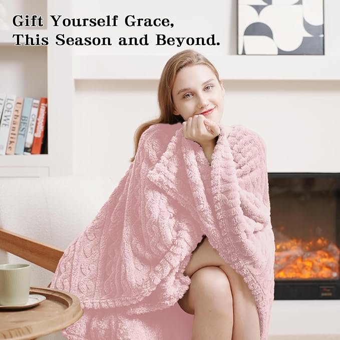 Wearable Blanket Sherpa Fleece Shawl Blanket with Pockets Blanket Poncho Cape for Adults, Cozy Shawl TV Throw Blankets