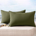 MIULEE Pack of 2 Decorative Outdoor Waterproof Pillow Covers Rectangular Garden Cushion Sham Throw Pillowcase Summer Shell for Spring Patio Tent Couch 12x20 Inch Olive