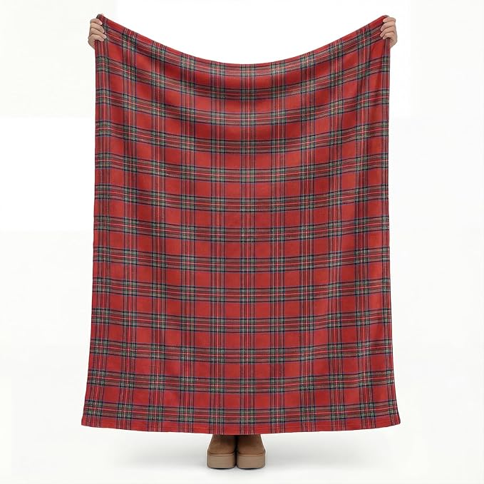 Horaldaily Red Green Farmhouse Plaid Spring Decorative Blanket Throw, Christmas Rustic Soft Lightweight Blanket for Couch Sofa Bed Lounging Decoration, Ideal Gifts for Kids Adults Self, 50x60