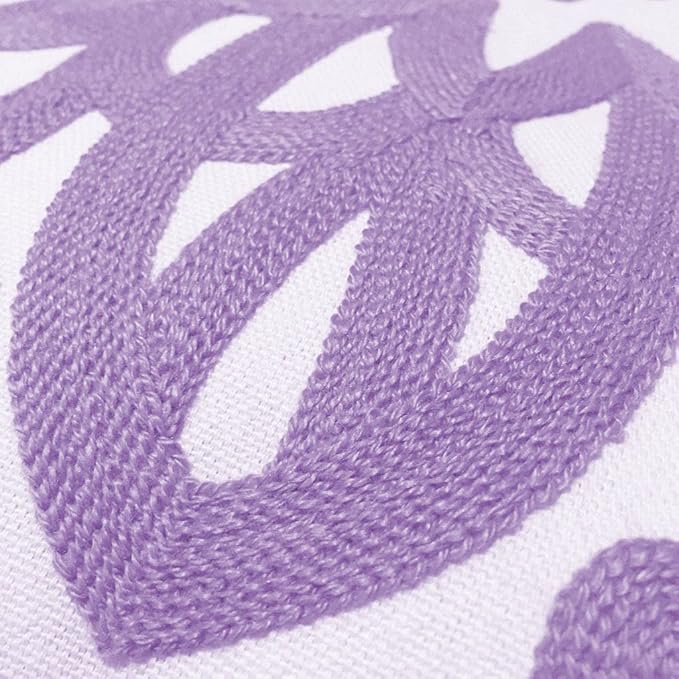 Alysheer Embroidered Decorative Throw Pillow Covers 18"x18" Set of 2 Pieces, Cozy Boho Mandala Knit Pattern, 100% Cotton Canvas Light Purple Cushion Cases for Sofa Couch Living Room (Lilac Lavender)