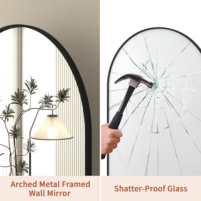 Giftgarden Black Arched Mirror 20x30 Inch, Arch Bathroom Mirror Wall Mounted with Aluminum Frame for Vanity, Powder Room, Bedroom, Mantle