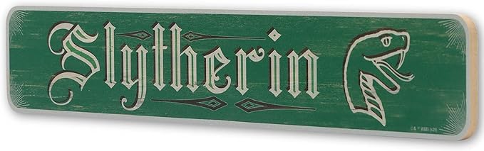 Harry Potter Slytherin Horizontal Wood Wall Decor - Vintage Slytherin Sign for Bedroom or Movie Room