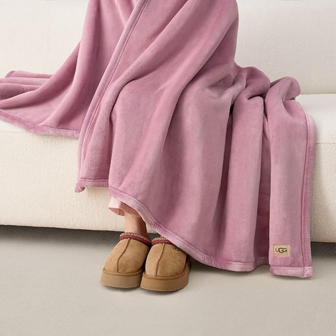 UGG Coco Plush Fleece Throw Blanket – Soft & Cozy Blanket for Couch, Bed & Sofa, Perfect for Home Decor, House Warming Gifts or Luxurious Birthday Gifts for Women, 50" x 70", Pink Dusty Orchid