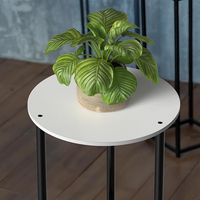 MOOACE End Tables Set of 2, Small Side Table, 2-Tier Nightstand with Storage Shelves, Round Sofa Bedside Table Coffee Desk for Living Room, Bedroom, Bathroom, Office, White