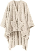 Wearable Blanket Sherpa Fleece Shawl Blanket with Pockets Blanket Poncho Cape for Adults, Cozy Shawl TV Throw Blankets