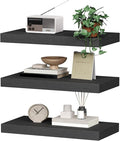 Floating Shelves for Wall, 1.5" Thick Wall Shelf Set of 3 with Invisible Brackets, 15.7L x 7.9W Hanging Book Shelves Farmhouse Home Decor for Bathroom, Living Room, Bedroom, Black 4301BJP3BK
