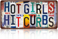 Vintage License plate Wall Decor Metal Sign Tin Signs for Bar Home Bedroom Garage - Hot Girls Hit Curbs