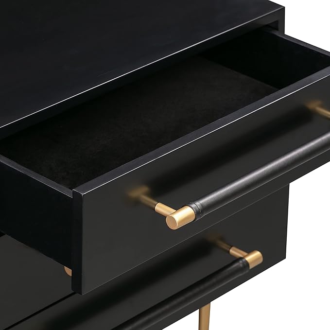 Tov Furniture Trident 3-Drawer Nightstand (Black) | Bedside Table with Storage