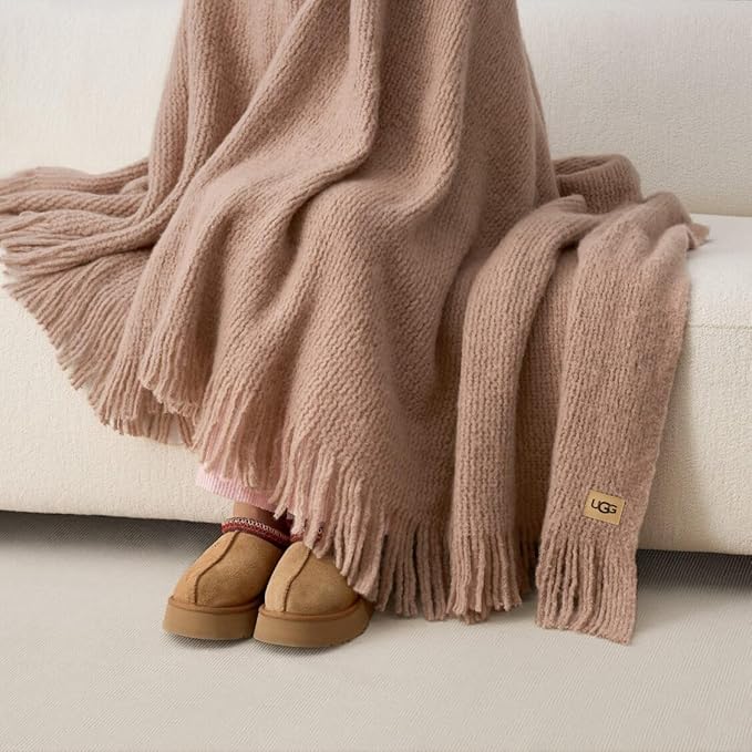 UGG Knit Throw Blanket – Soft Lightweight Throw Blanket for Couch, Bed Throws or Luxury Home Decor, Blankets & Throws for Home, Living Room and Bedroom, 50" x 70" (Margot) (Brown)