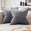 MIULEE Dark Grey Velvet Throw Pillow Covers 26x26 Soft Decorative Solid Square Euro Sham Cushion Cases Pack of 2 Modern Luxury Home Decor for Couch, Sofa, Bedroom