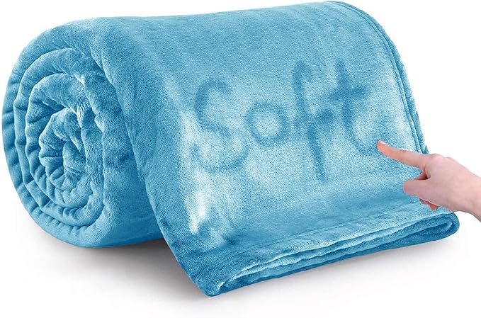 MOONLIGHT20015 Silk Touch Warm Fleece Throw Blankets - 400 GSM Throws for Sofa Fluffy Blanket Bed Throw for Bedroom, Couch, Travel (Light Blue, King 108" x 90")