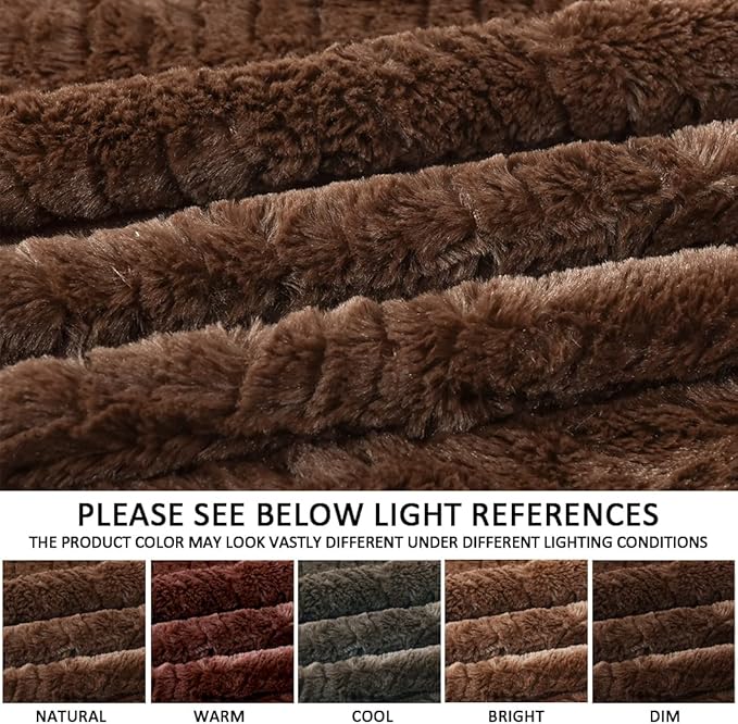 YUSOKI Luxury Faux Fur Twin XL Blanket for Twin XL Bed 2 Layers,5.2lb,All Ages,Home Decoration Without Pillows(Brown,63"x90")