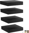 Fun Memories Floating Shelves for Wall, Rustic Wood Wall Mounted Shelves for Bathroom, Bedroom, Living Room & Kitchen, Storage Display Shelves, (Set of 4, Black, 8 in)