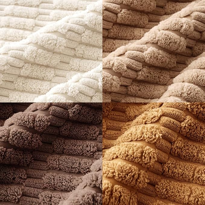 MIULEE Pack of 4 Neutral Corduroy Decorative Throw Pillow Covers 20x20 Inch for Sofa Living Room Couch Bed Rustic Farmhouse Boho Soft Striped Pillow Covers Home Decor Brown