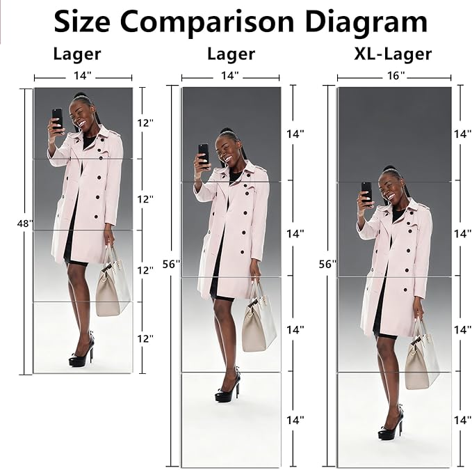 Unbreakable Door Mirror Full Length,Full Body Mirror for Kids, 4PCS x 12 x 16 inch About, Shatterproof Plexiglass Long Mirrors for Bedroom Closet, Children Plastic Mirrors Non Glass Stick on Miroir