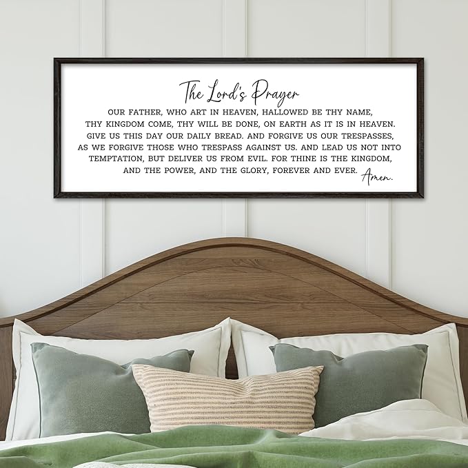 The Lords Our Father Prayer Wall Decor Bible Verse Sign 40"×15" Christian Scripture Large Wood Framed Do It Anyway Wall Hanging Art (Black)