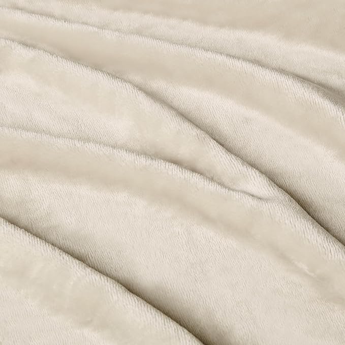 Amazon Basics Soft Fleece Throw Blanket, Lightweight Cozy Blanket for Couch & Sofa, 50 x 60 Inches, Beige