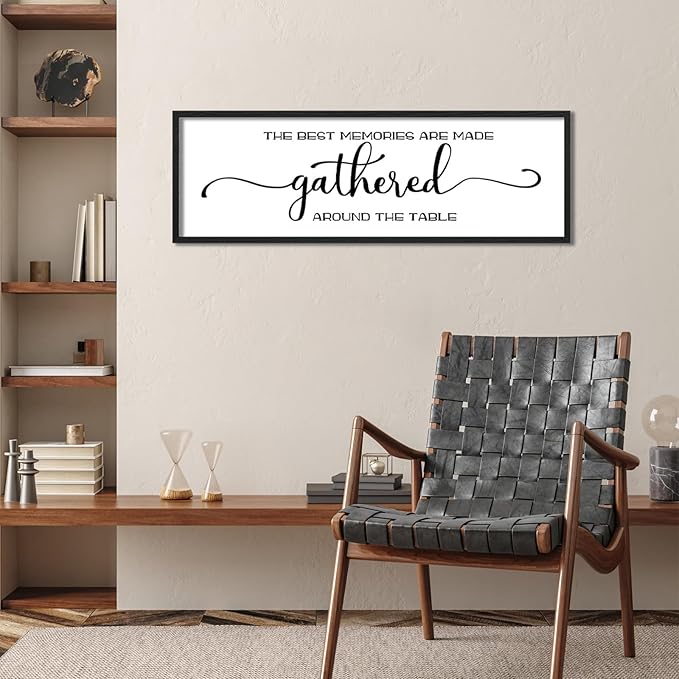 The Best Memories Are Made Gathered Around The Table Wall Decor: Farmhouse Kitchen Wall Art Framed Large Rustic Kitchen Sign Modern Dining Room Wall Decor Hanging Wall Plaques 16"x48"