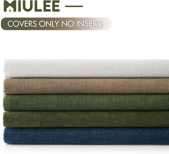 MIULEE Olive Green Couch Pillow Covers 20x20 Inch, Set of 2 Soft Chenille Decorative Square Throw Pillow Covers Farmhouse for Sofa Living Room Bed