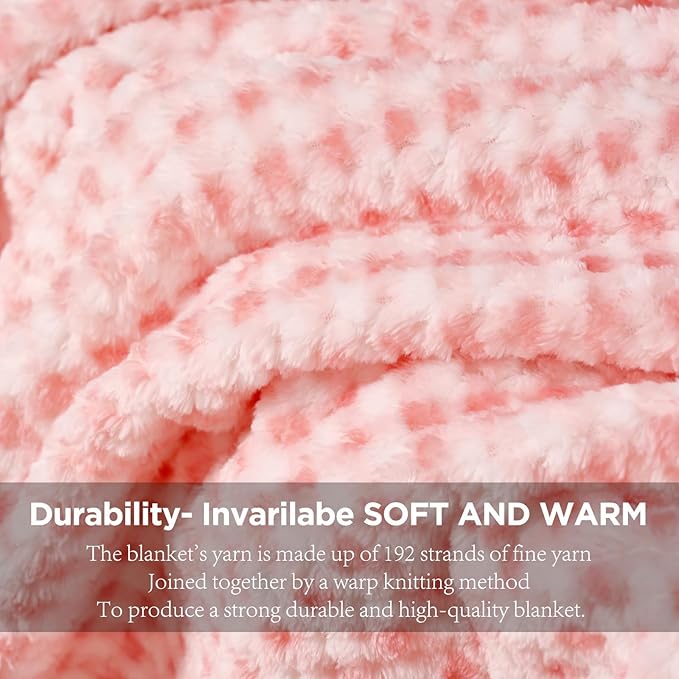 Zyrah Pink and White Fleece Twin for Couch Super Soft Twin Blanket Plaid Lightweight Decorative Fuzzy Cozy Blankets for Sofa Chair Bed 60x80 Inches