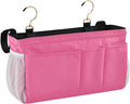 DOMIKING Neon Pink Bedside Caddy for Dorm Bed Recliner Armrest Organizer with Hooks Haning Storage Bag for Couch Recliner Remote Control