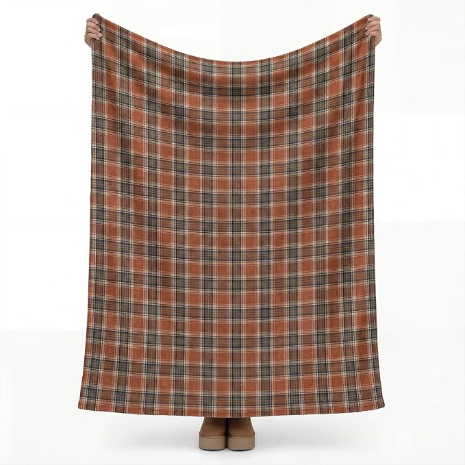 Horaldaily Rust Farmhouse Plaid Fall Decorative Blanket Throw, Autumn Rustic Soft Lightweight Blanket for Couch Sofa Bed Lounging Decoration, Ideal Gifts for Kids Adults Self, 60x80
