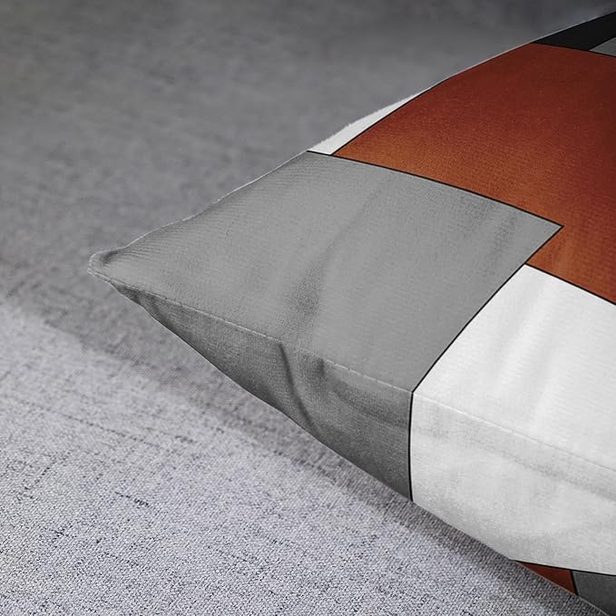 Emvency Set of 2 Dark Rust Geometric Throw Pillow Cover Black Grey White Painting Abstract Checkered Design Decorative Pillow Case Modern Home Decor Standard Square 18x18 Inch Cushion Pillowcase