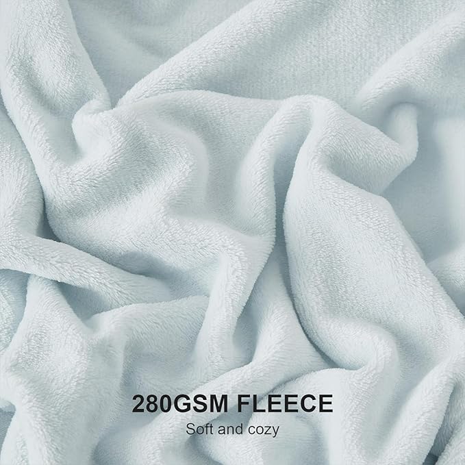 Hansleep Fleece Ice Blue Twin Blanket, Super Soft Flannel Fuzzy Plush Cozy Blanket for All Seasons, Ice Blue, Twin 60x80 Inches