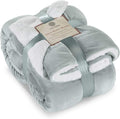 Genteele Sherpa Throw Blanket Super Soft Reversible Ultra Luxurious Plush Blanket, 102 x 90 inches, Sage/White