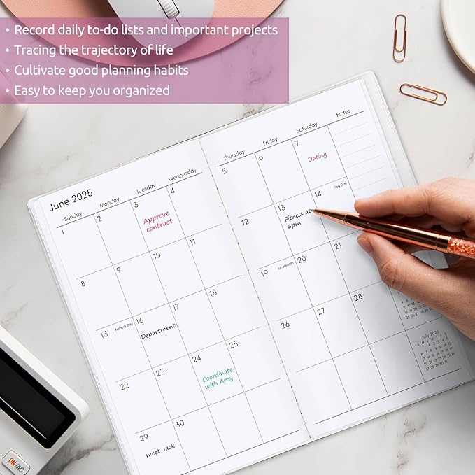 Pocket Calendar 2026-2027, Floral 2026-2027 Monthly Planner - 3.7" x 6.7" - Runs from January 2026 Until December 2027, 2026 Pocket Calendar with PVC Cover for Organizing & Planning