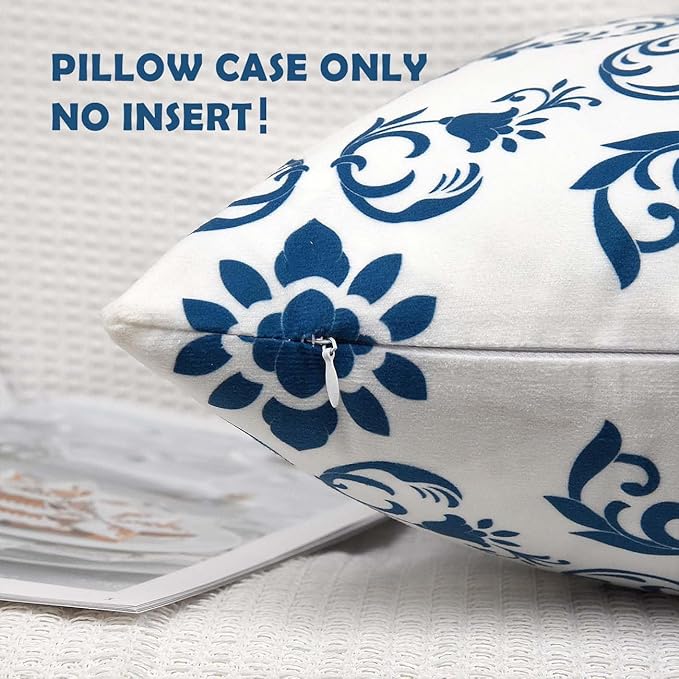 Coliuso Decorative Throw Pillow Covers 16x16 Set of 4, Blue Modern Simple Square Pillow Case Cushion Cover for Sofa Couch Farmhouse Living Room (Blue, 16"x16")