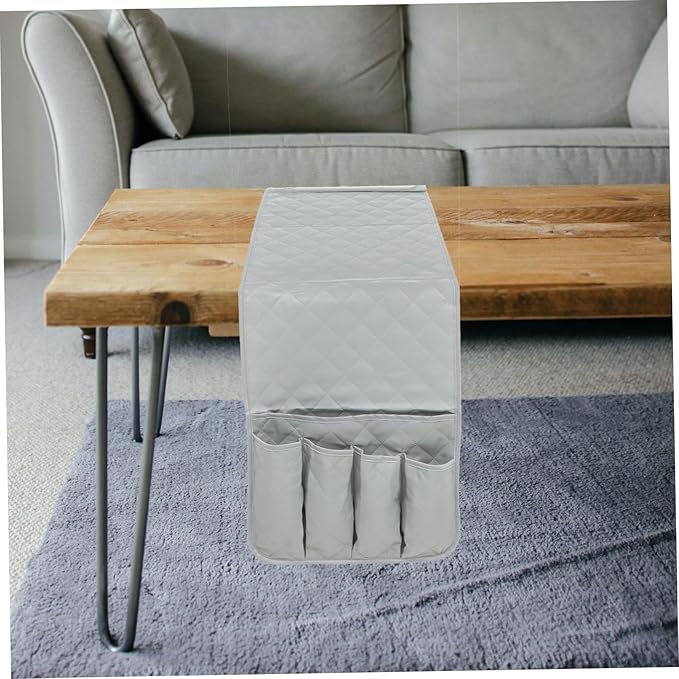 Amosfun Compact Hanging Storage Pouch Organizer for Sofa and Bed Practical Bedside Bag for Phone Chargers Books Water Bottle Versatile Grey Storage for Home and Dorm Use