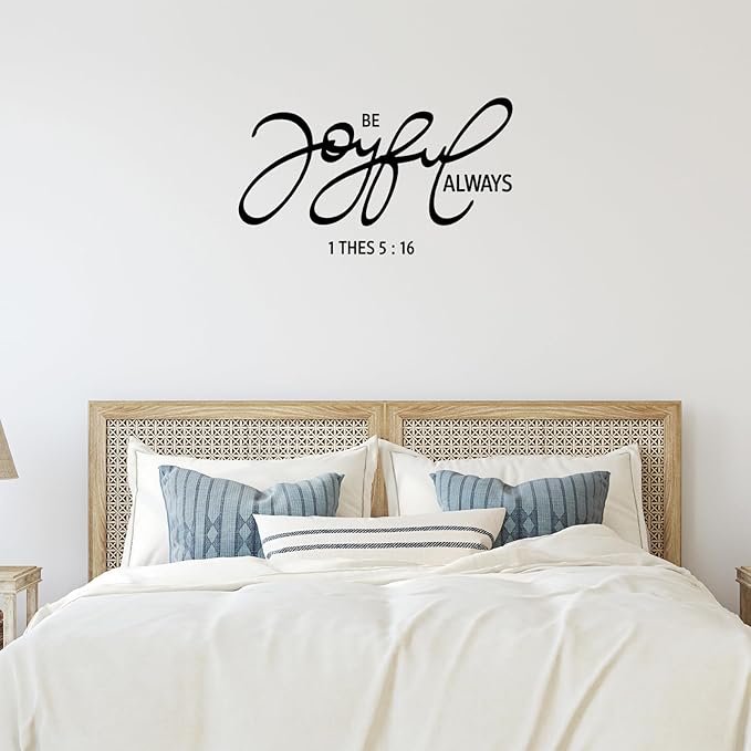 BBTO Bible Verse Wall Stickers Inspirational Quote Wall Decals Religious Motivational Scripture Sticker Peel and Stick for Bedroom Living Room Office Bathroom(Be Joyful)